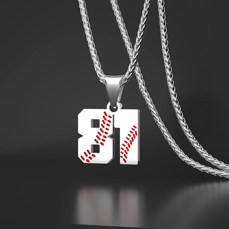 Wikavanli Personalized Baseball Jersey Number 00-99 Necklace - Stainless Steel Baseball Chain Pendant Necklace - Team Jewelry Gift for Boys, Girls, Men, Women - Image 2
